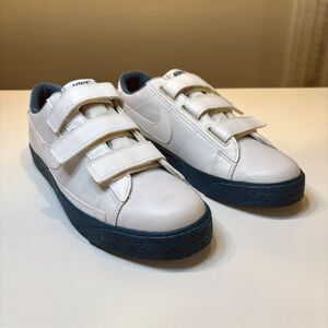 Vintage Nike Blazer AC Strap Leather White‎ Bluegrass Size 12 Shoes 347637-103